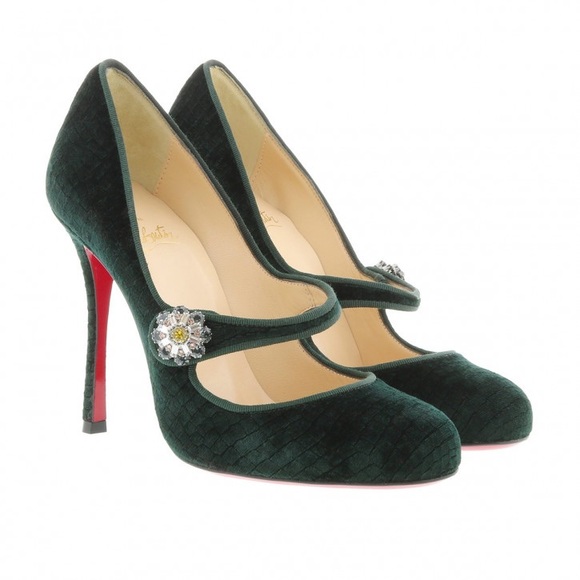 Louboutin Green Velvet Booton Mary Jane - Picture 5 of 6